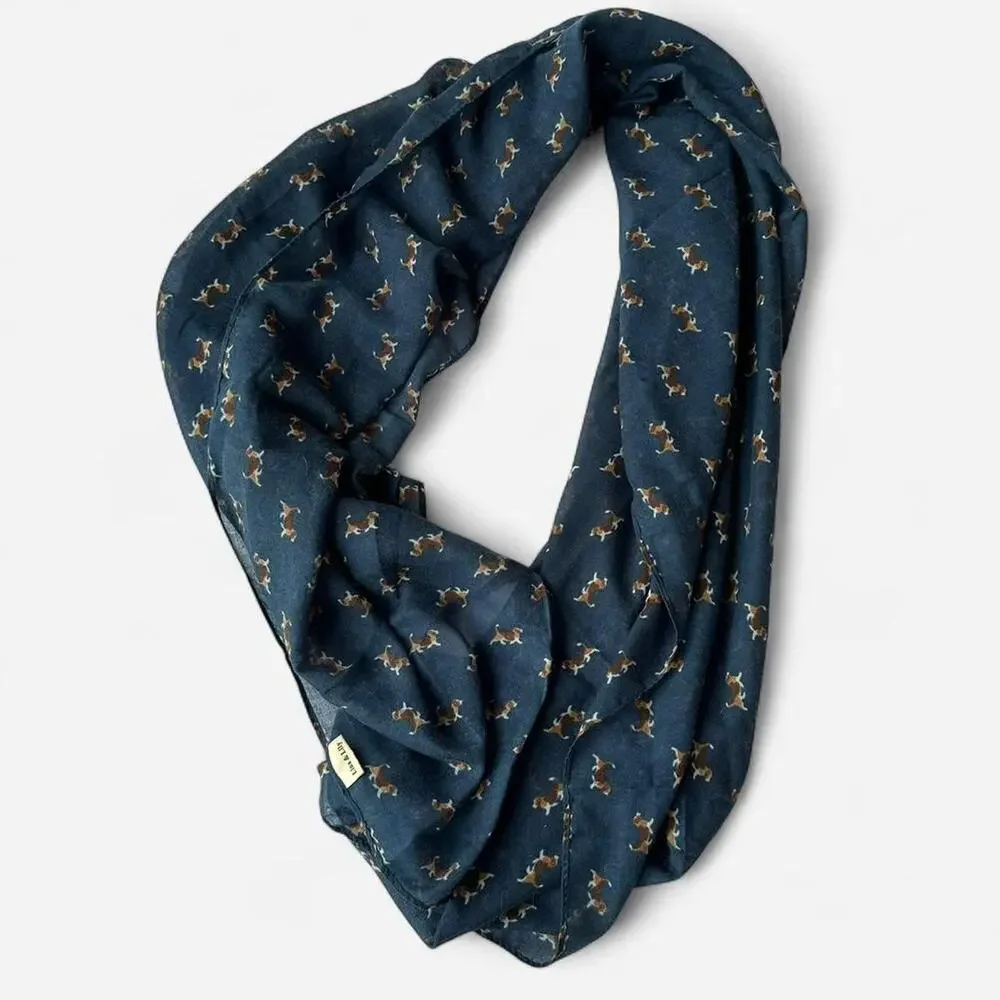 Lina & Lily navy dachshund scarf